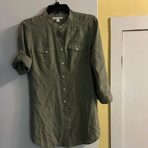 Olive Green Button-Up Shirt